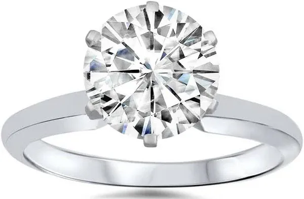Pompeii3 1ct Round Brilliant Moissanite Solitaire Engagement Ring in 14K