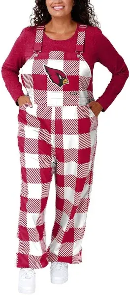 FOCO Women's Arizona Cardinals Plaid Bib Overalls