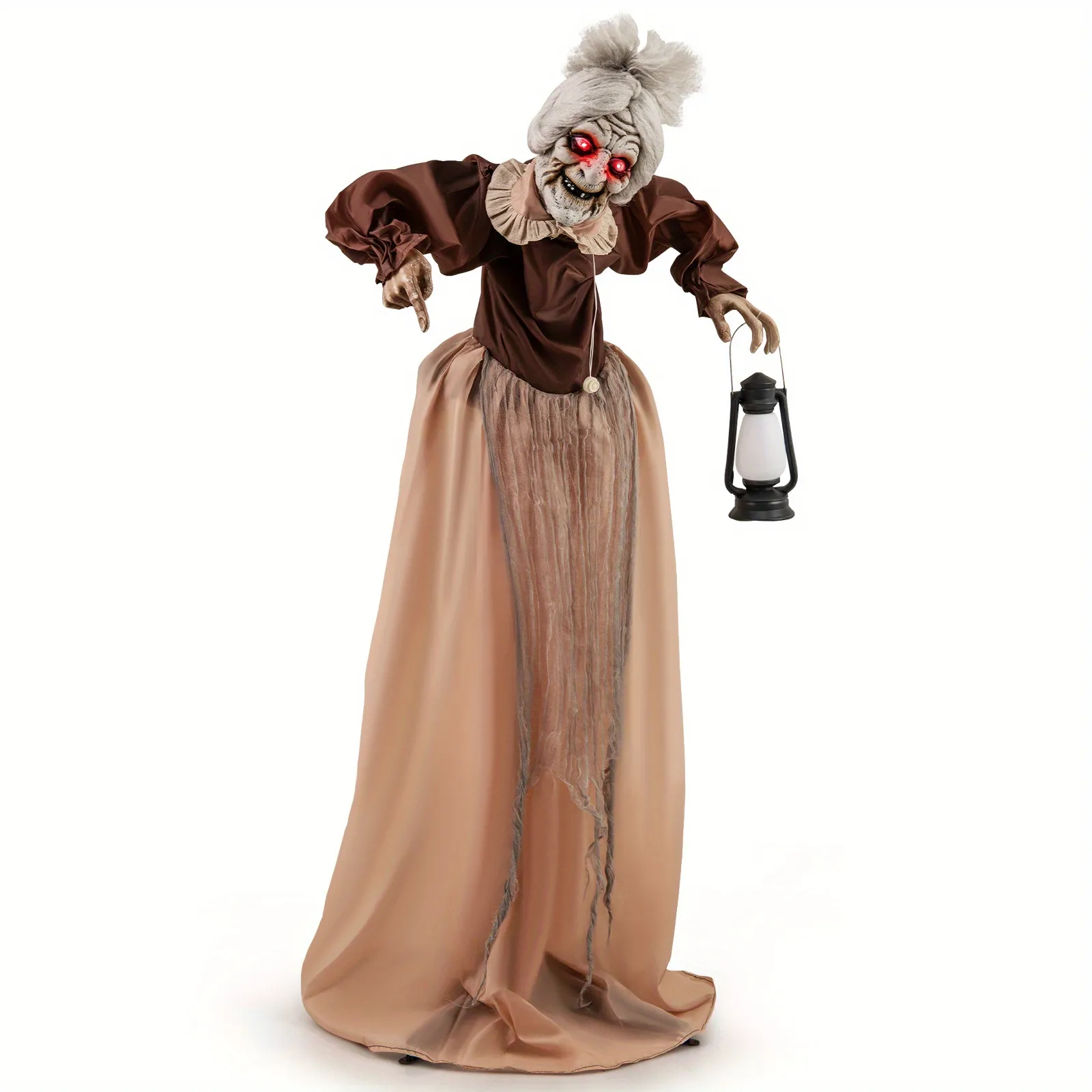 Costway Life-Size Halloween Animatronic Moving and Talking Old Lady Hag Prop