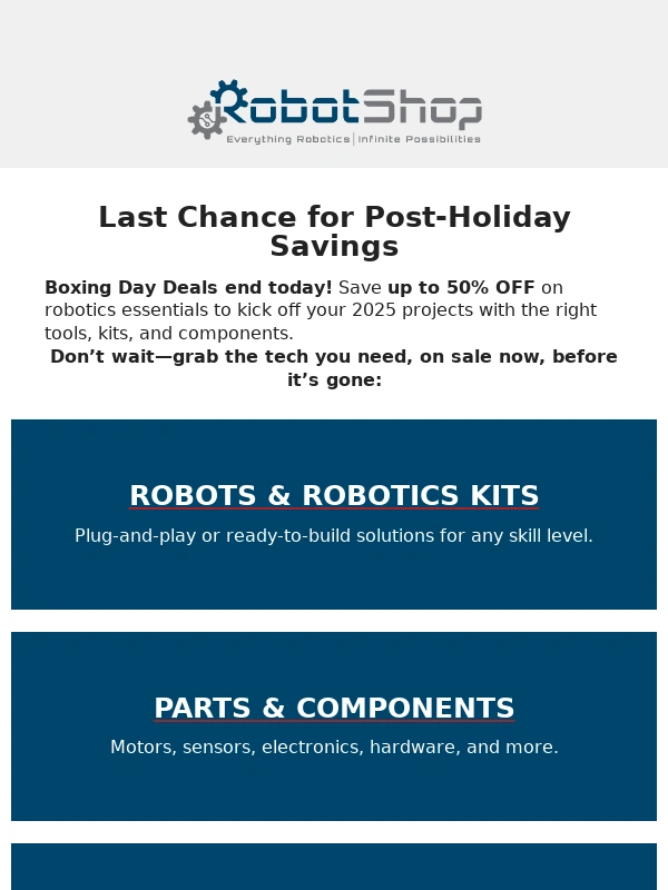 RobotShop - Act Now—Boxing Day Deals End Today