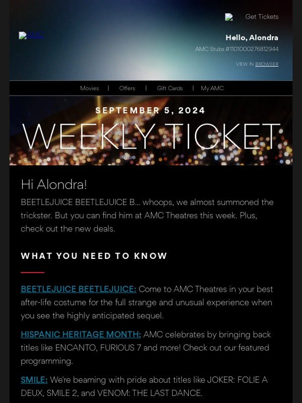 AMC Theatres - BEETLEJUICE BEETLEJUICE Headlines a Haunting Weekly Ticket