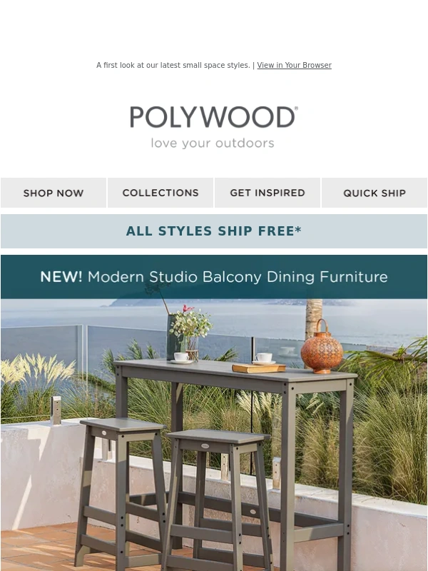 POLYWOOD - NEW! Modern Studio Balcony Dining Furniture