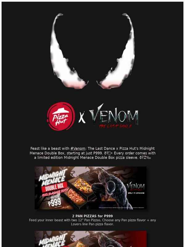 Pizza Hut - COLLAB OF THE YEAR?! Venom x Pizza Hut Midnight Menace Double Box