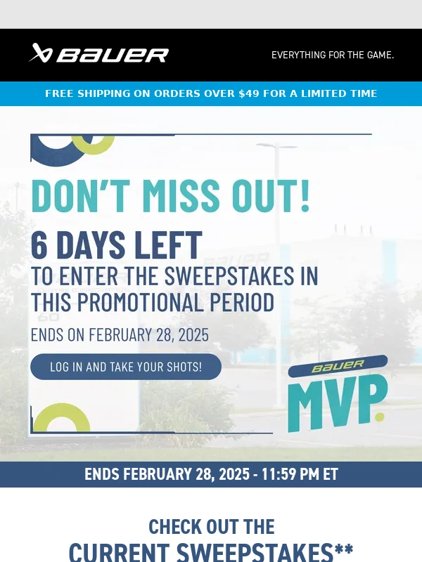 Bauer Hockey - There are Just 6 Days Left to Take Your Shots!