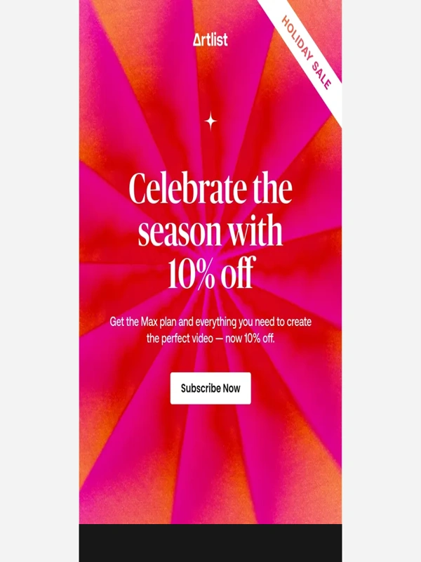 Artlist - Artlist.io,get 10% off the Max plan with the Holiday Sale