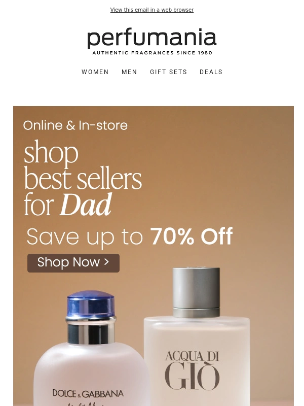 Perfumania - Up to 70% Off Best Sellers for Dad ?