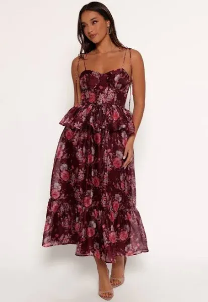 Petal & Pup Women's Mazy Floral Peplum Tiered Maxi Dress