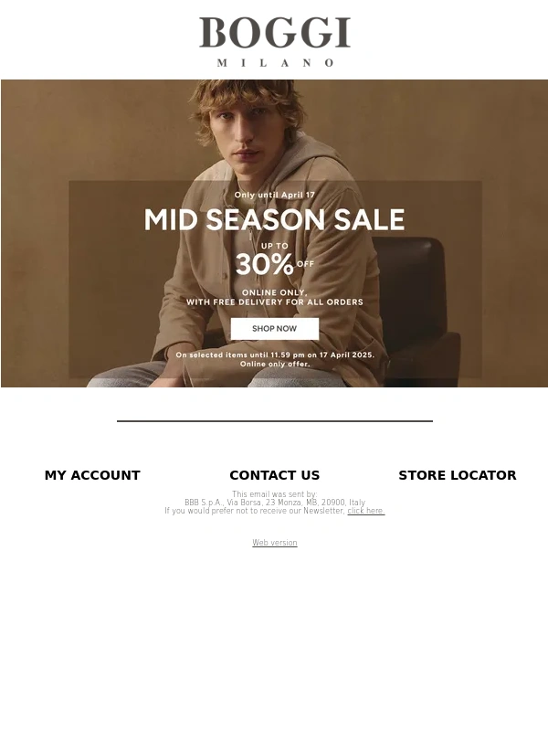 Boggi - Last days ⌛: up to 30% off online with free delivery