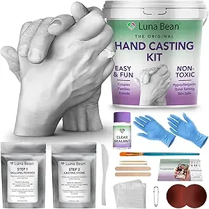 Luna Bean Hand Casting Kit – The Original Hand Mold Kit for Couples – Gifts for Mom, Mothers Day, Bridal Shower, Wedding, Anniversary for Women Men Boyfriend Girlfriend $29.99