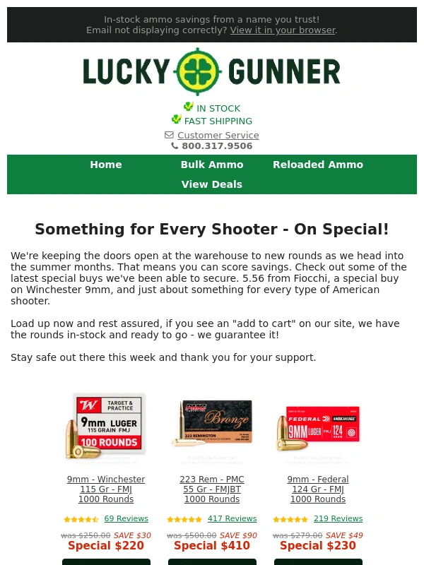Lucky Gunner - Your Caliber - On Special Now!