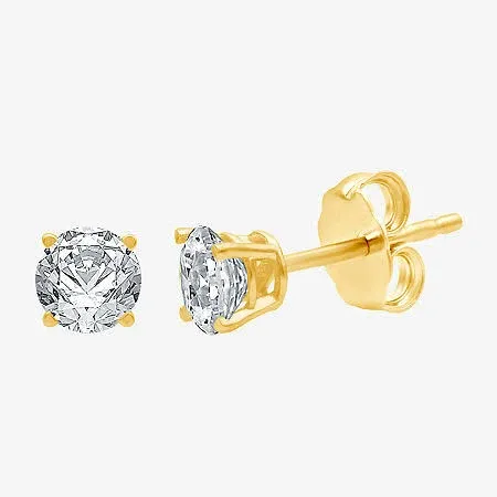 1 Carat Round White Diamond Stud Earrings in 14kt White Gold