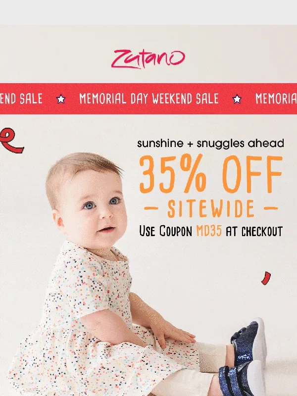 Zutano - Memorial Day weekend = 35% off everything