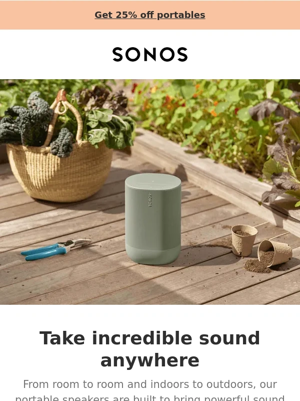Sonos - Get 25% off portables