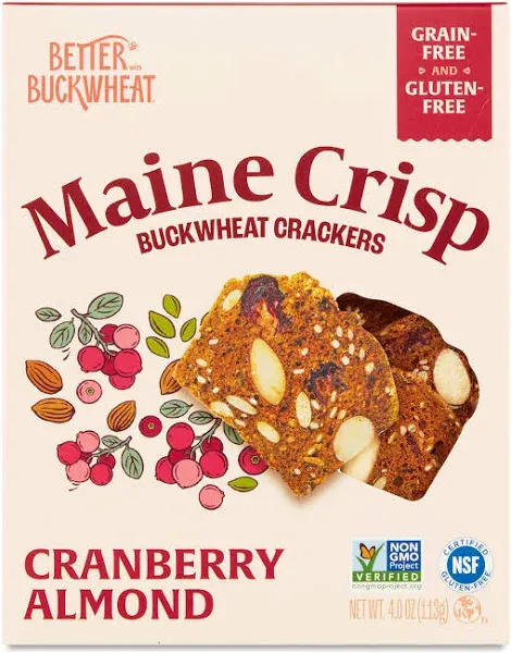Maine Crisp Cranberry Almond Buckwheat Crackers
