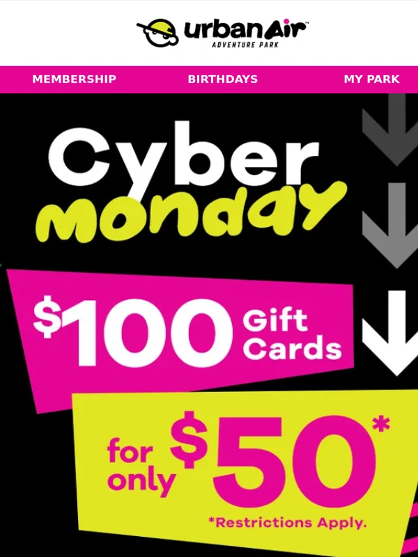 Urban Air Trampoline Park - ⏰ ⌛ Only Hours Left! $100 Gift Card for only $50!