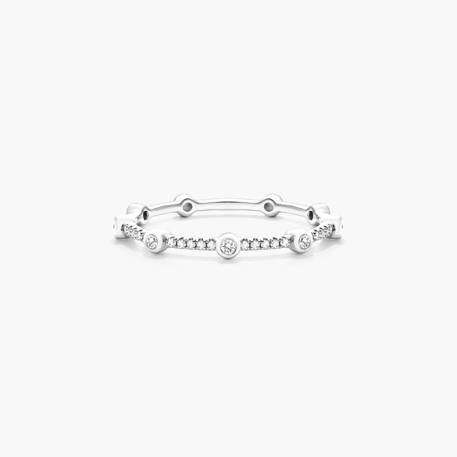 14K White Gold Petite Station Diamond Ring