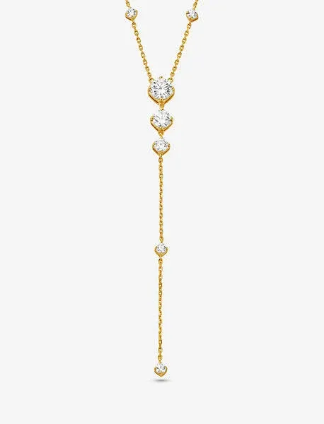 Michael Kors Women's Sterling Silver Cubic Zirconia Lariat Necklace