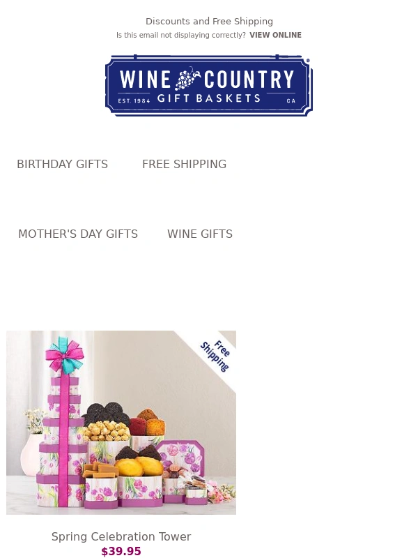 Wine Country Gift Baskets - Mother's Day delivery - order today!