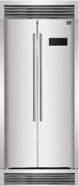 Forno Salerno 33′′ Side-by-Side 15.6 cu.ft. Stainless Steel Refrigerator with Grill Trim FFRBI1805-37SG