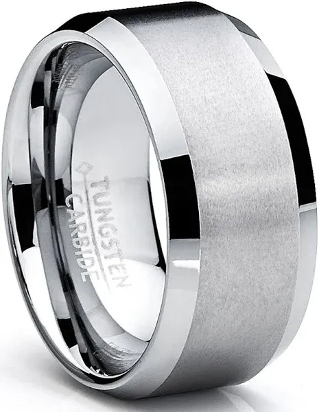 Tungsten Carbide Men's Brushed Wedding Band Ring