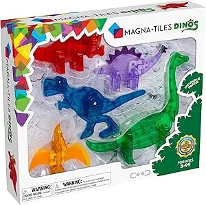MAGNA-TILES - Dinos 5-Piece Magnetic Construction Set, The ORIGINAL Magnetic Building Brand