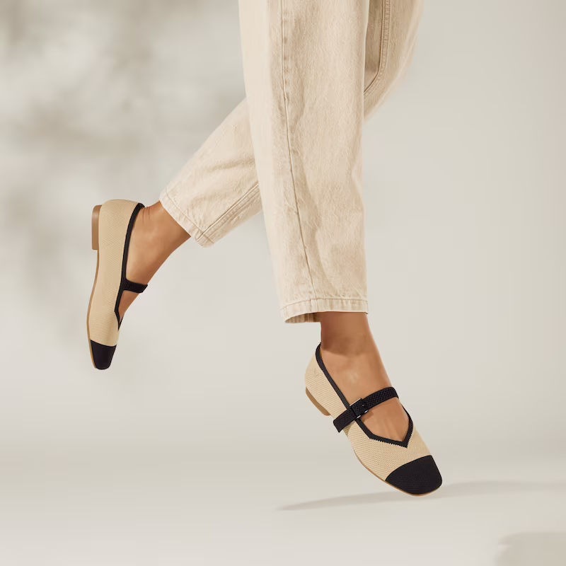 VIVAIA Margot Mary-Jane Square-Toe Ballet Flats