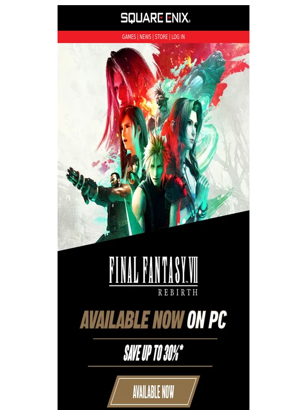 Square Enix Store - FINAL FANTASY VII REBIRTH is now available on PC!