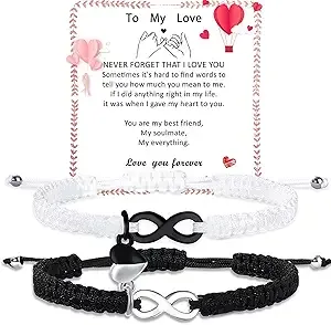 Couples Bracelets Matching Bracelets Adjustable Rope Infinity Bracelets for Couples Christmas Anniversary Valentines Gifts for Him HerBoyfriend Girlfriend Lovers Husband Wife (To My Love)