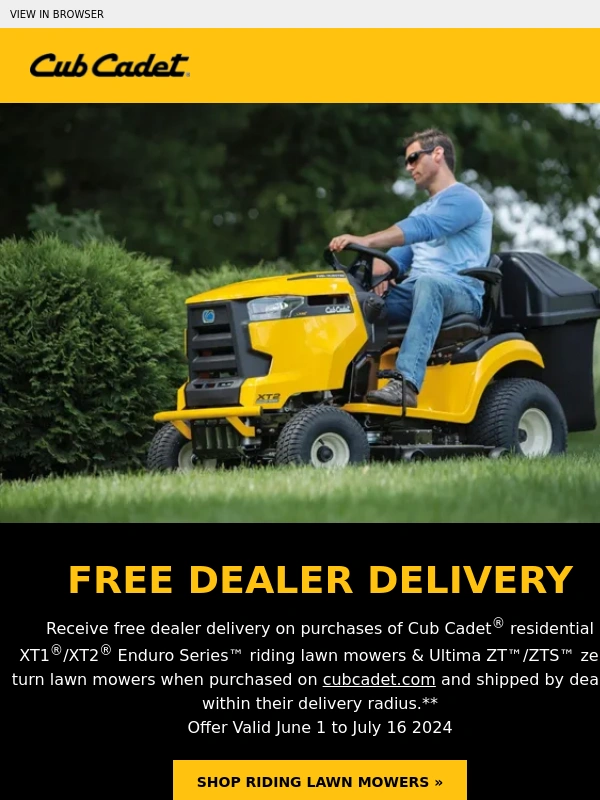 Cub Cadet - Free Dealer Delivery