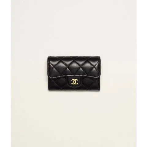 Chanel Classic Card Holder Lambskin & Gold-Tone Metal Black