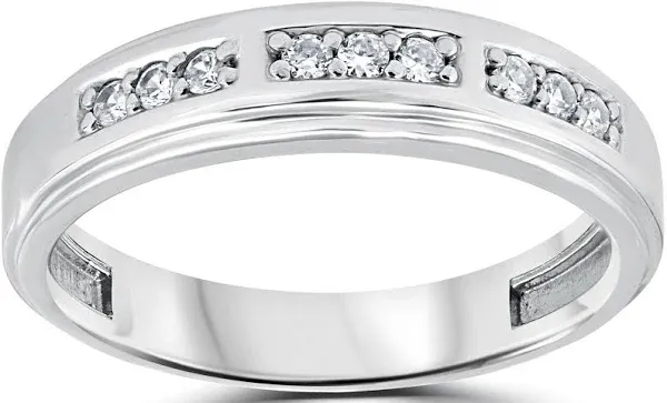 Pompeii3 Pompeii 1/4Ct Mens Round Diamond Polished Wedding Ring 10k