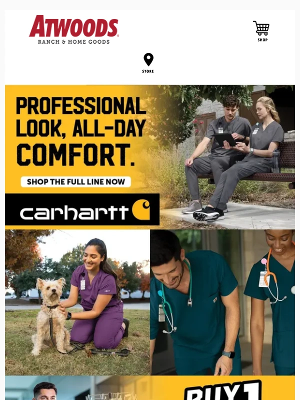 Atwoods - Thank You,Nurses! Carhartt Scrubs BOGO 50% Off Thru 5/11!