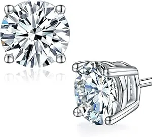 1ct Lab Created Moissanite Stud Earrings in 18K White Gold Plated 925 Sterling