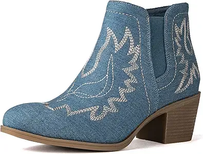 GLOBALWIN Women's Blue Denim Cowboy Boots