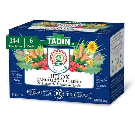 Tadin Detox Tea with Dandelion Root, Herbal Tea, Caffeine Free, 24 Tea Bags Per Box, Pack of 6 Boxes Total $7.89 at Have a Great Day via Amazon