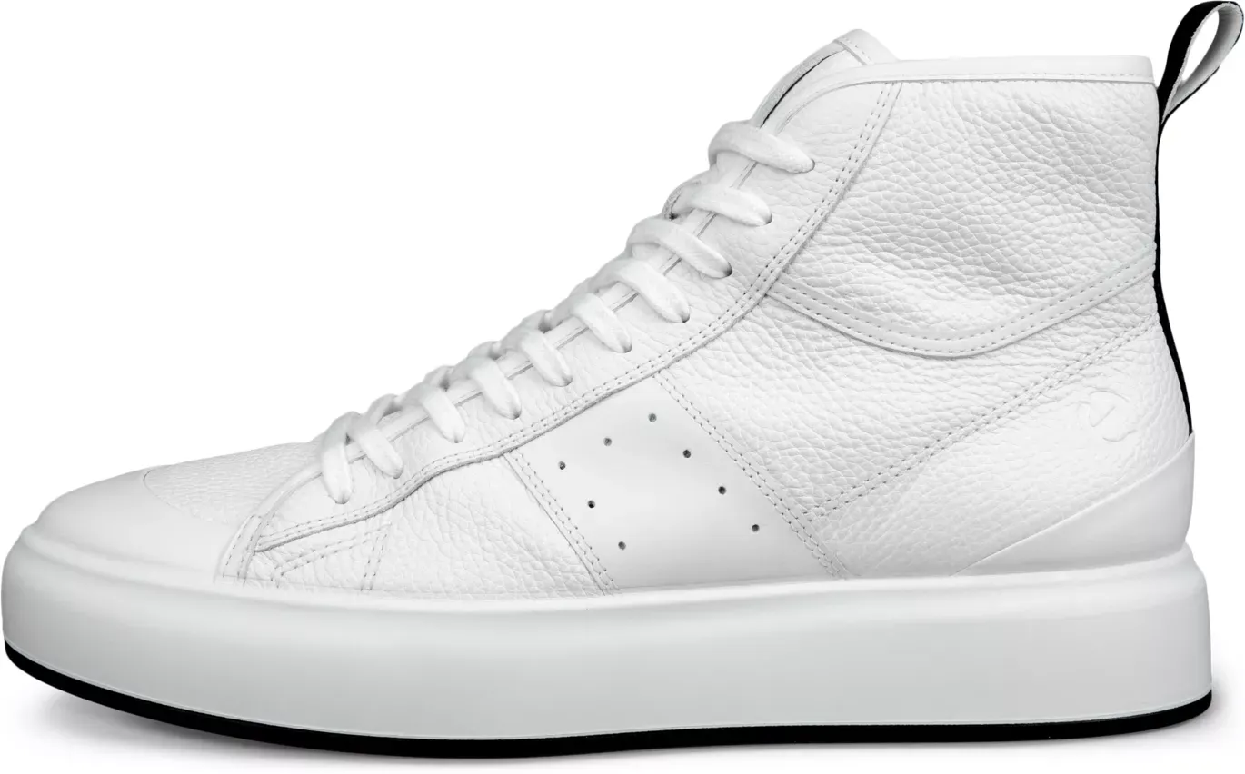 ECCO Street Ace - Men's Leather High-Top Sneaker - White