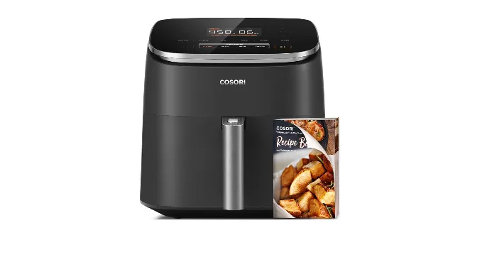 COSORI Air Fryer 9-in-1, Compact & Large 6-Qt, Fast Turbo Modes, 90–450°F Precise Heat for Even Results, Up to 95% Less Oil*, Roast, Bake, Dry, Reheat, Frozen, Broil, Proof, 120V, TurboBlaze, Grey
