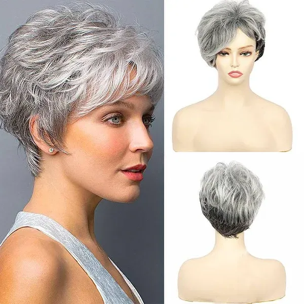Women's Pixie Cut Synthetic Hair Wigs with Bangs