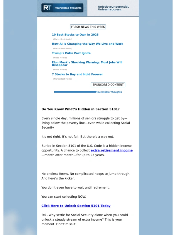 RT - Social Security Alternative (collect now)