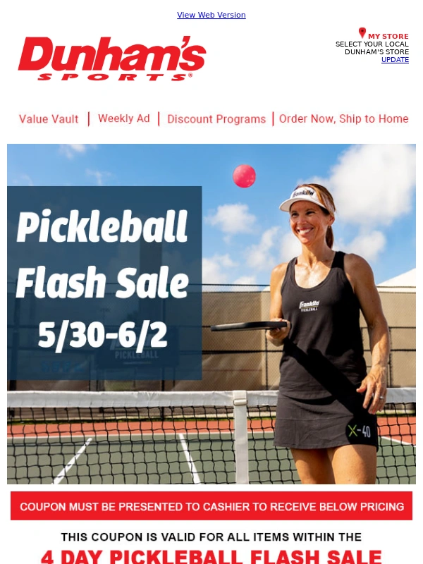 Dunhams Sports - Pickleball Savings END TOMORROW!