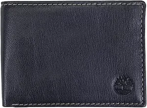 Timberland Men's RFID Blocking Wallet – Genuine Leather Passcase with Removable ID Holder, 6 Card Slots, 2 Billfold Pockets, Slim Design, Navy Blue, One Size
