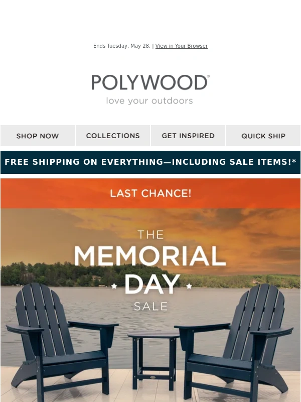 POLYWOOD - Last Chance to Shop the Memorial Day Sale!
