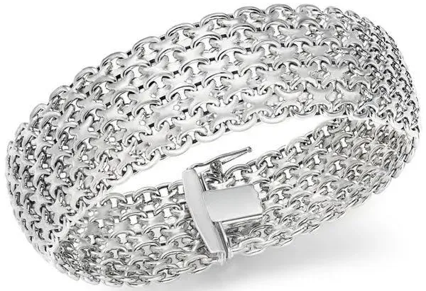 Italian Gold 14K Gold Wide Mesh Link & Chain Bracelet