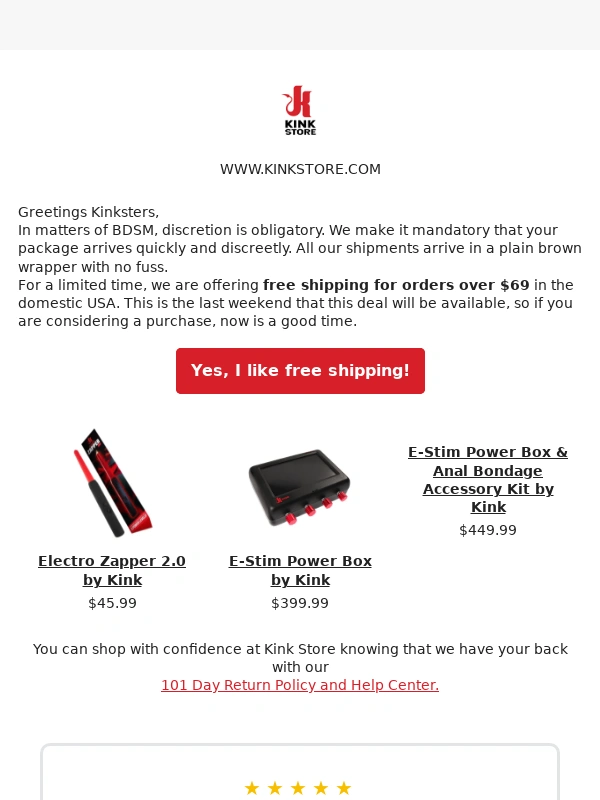 Kink - Discreet Packages for Free at Kink Store