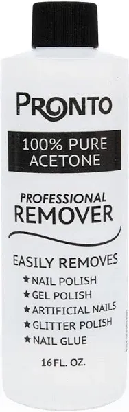 Pronto - 100% Acetone Nail Polish Remover, 16 Fl oz (Pack of 1), Gel Polish Remover
