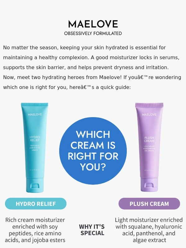 Maelove - Which Moisturizer Is Right For You?
