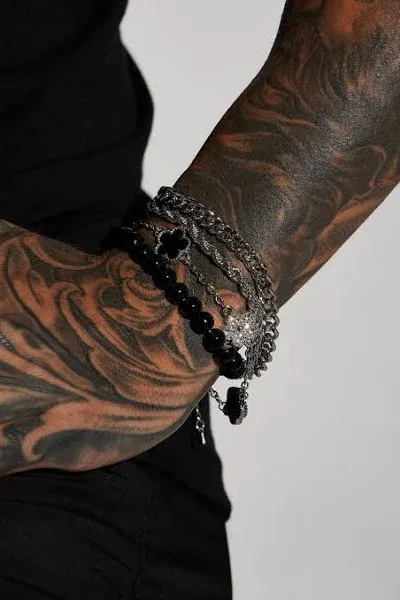 Fashion Nova Men's Iced Clover Bracelet Set in Gold