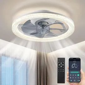 16'' Socket Fan Light Dimmable Flush Mount Ceiling Fan W/Remote