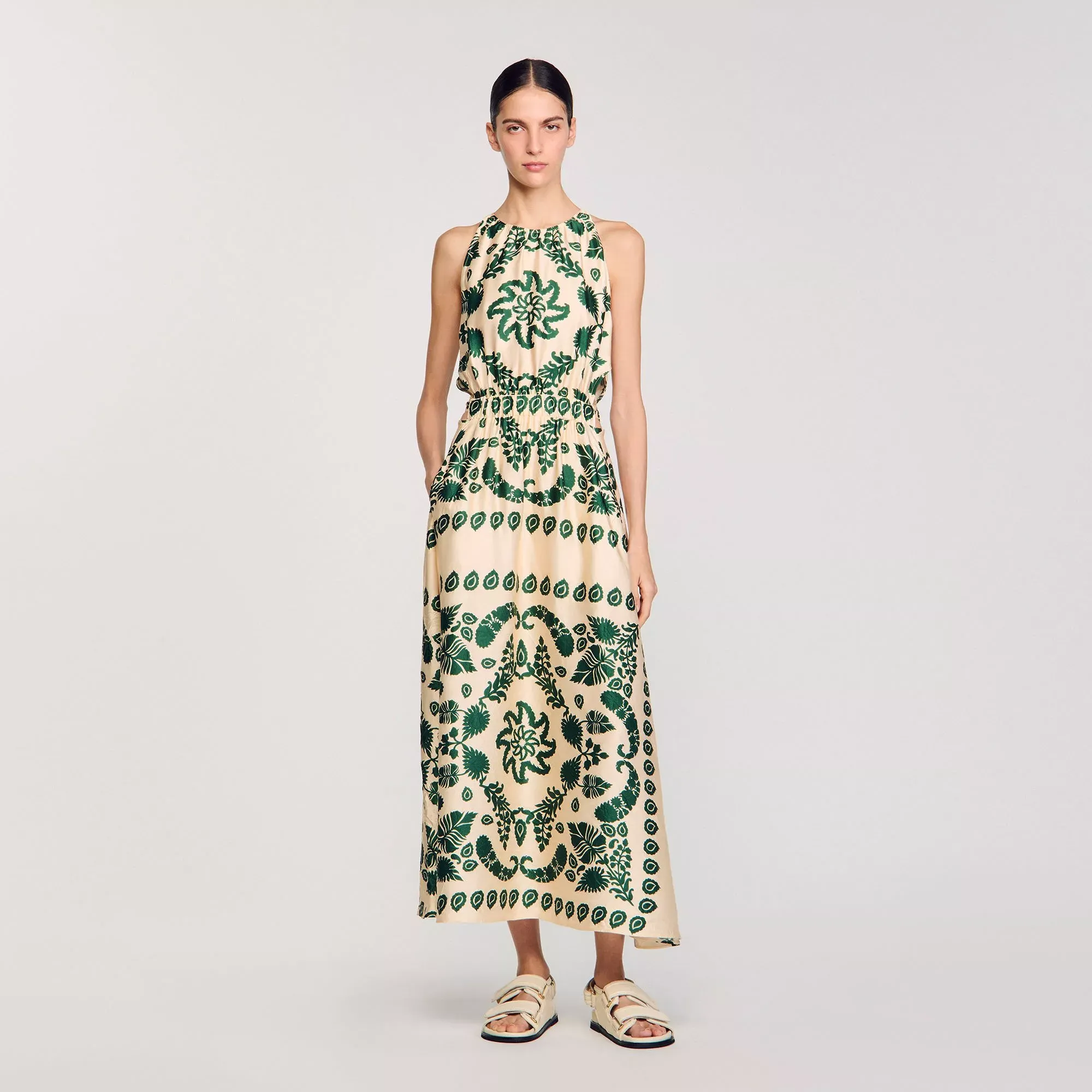 Sandro Leaf print maxi dress - female - 8