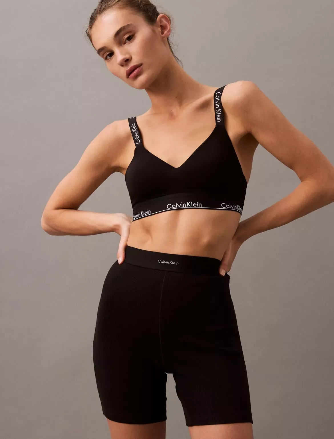 Calvin Klein Women's Cotton Stretch Rib Bike Shorts - Black - XL